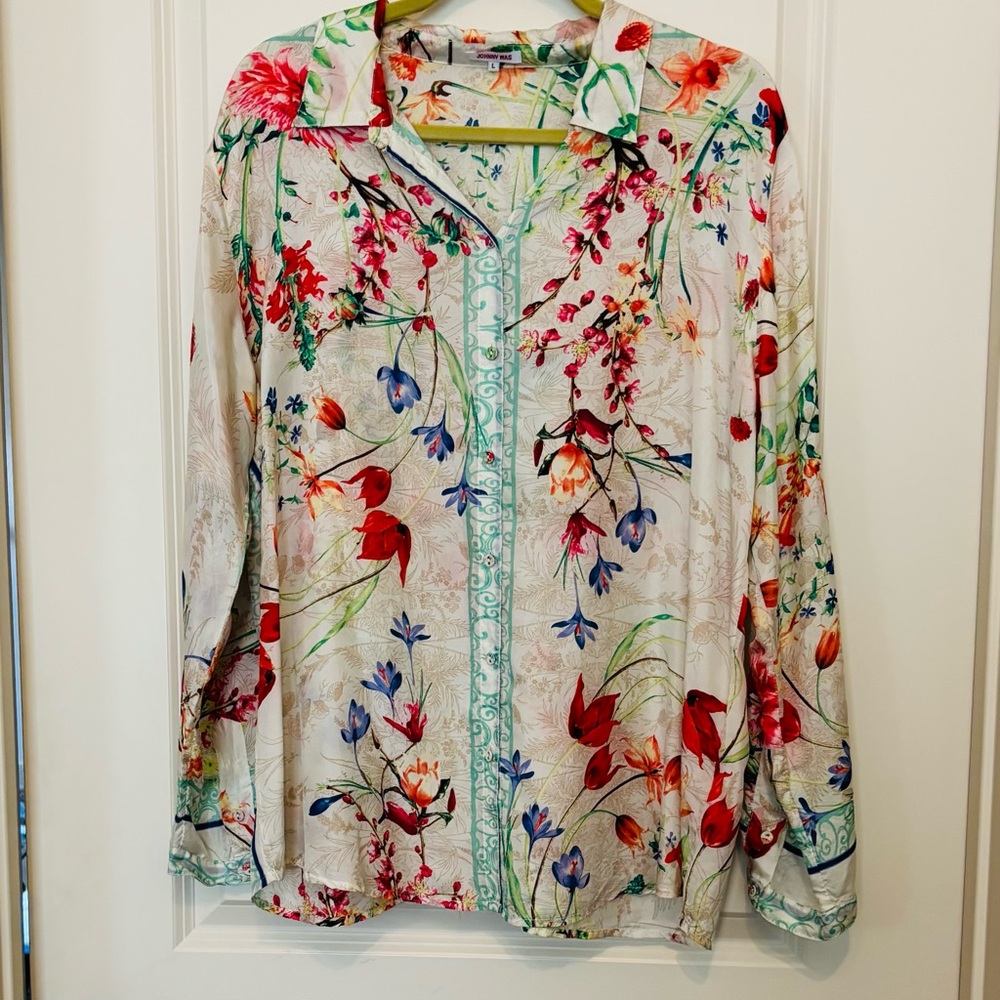 Johnny Was Multicolor Floral Blouse
